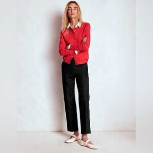 Boden Canonbury 7/8 Pants Black Stretch Tailored Cropped Trousers Size 8